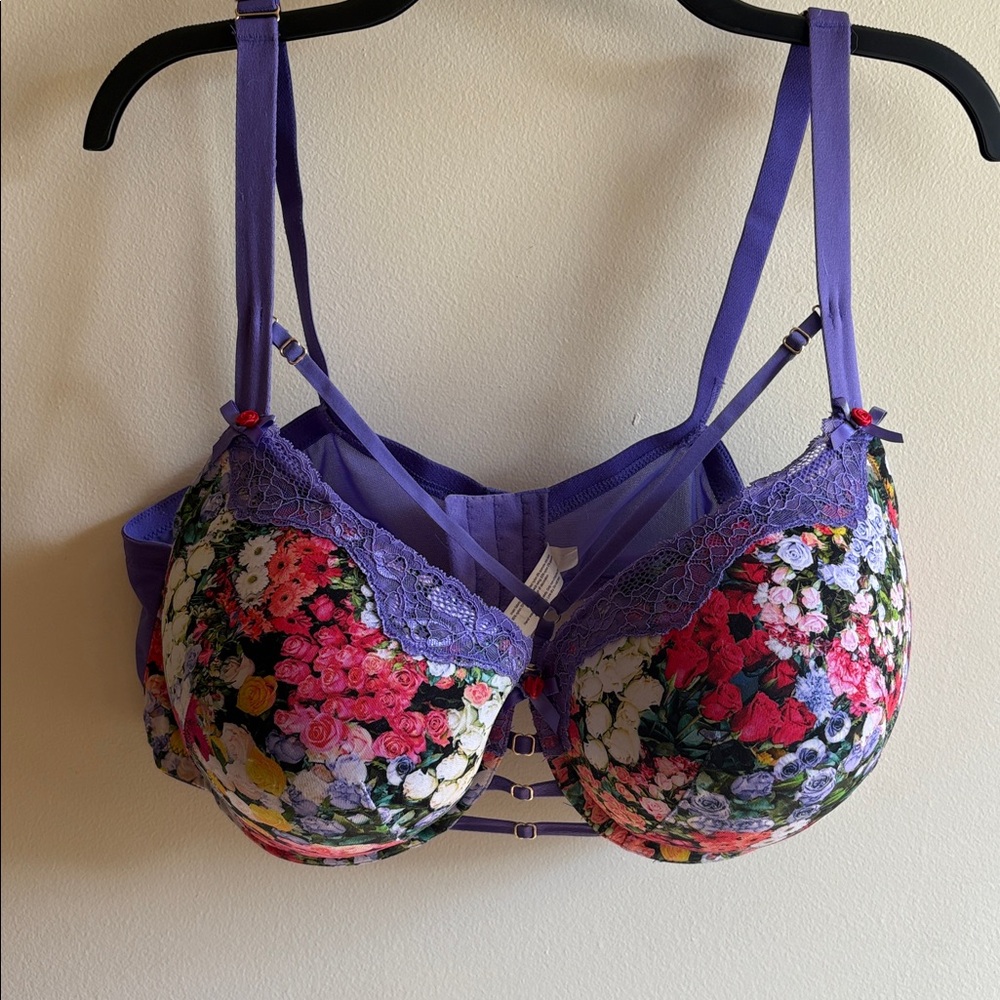 EUC CACIQUE Floral Lace Women's Bra - Purple - Picture 1 of 6